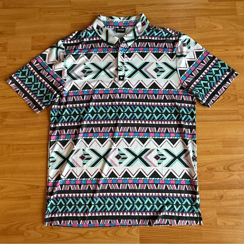 Bad Birdie Southwestern Aztec Print Polo